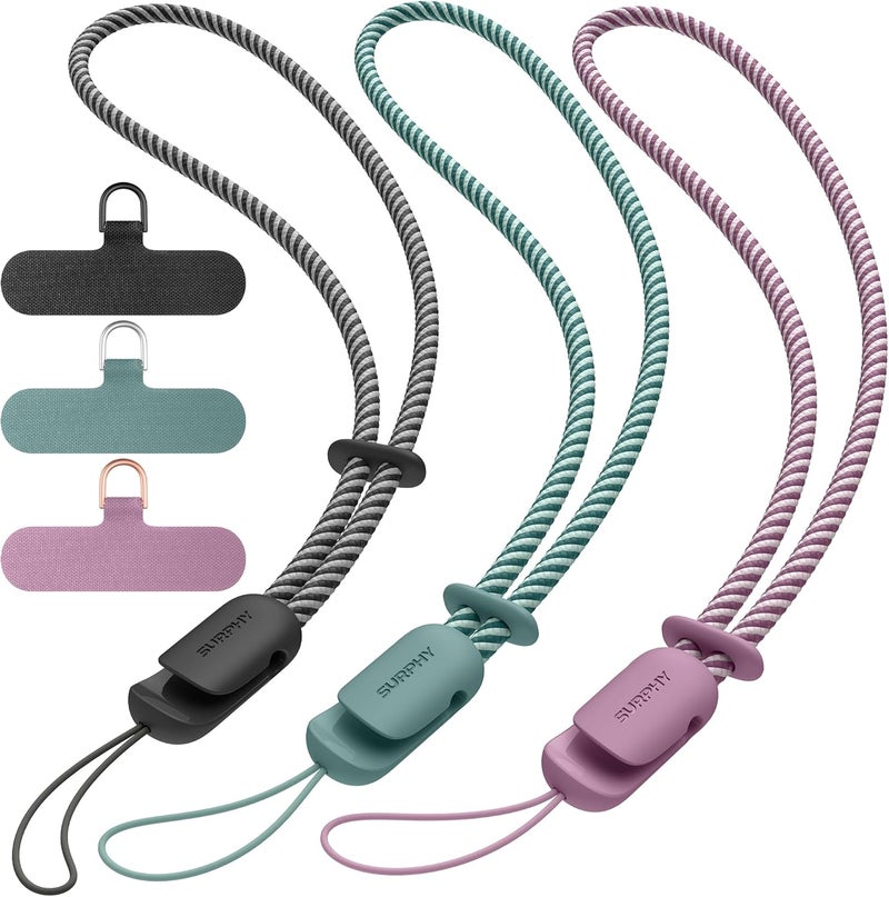 SURPHY 3 Pack Phone Wrist Strap with CellPhone Tether Tab, Cellphone Lanyard, Phone Strap with 2-Color Braided, Wrist Lanyard - Image 1